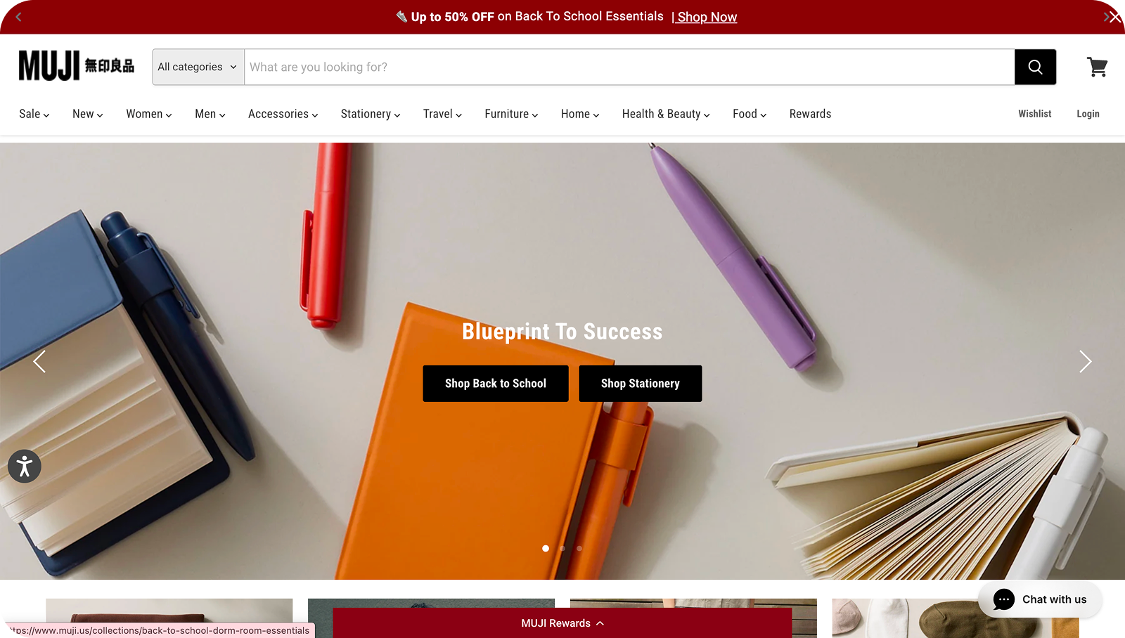 Current design: MUJI homepage
