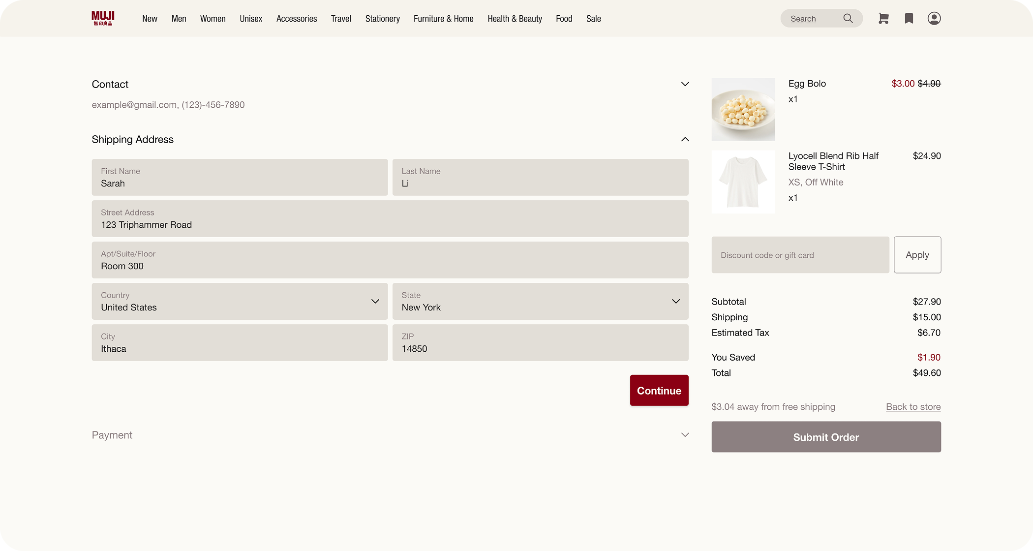 Redesign: shipping and payment information